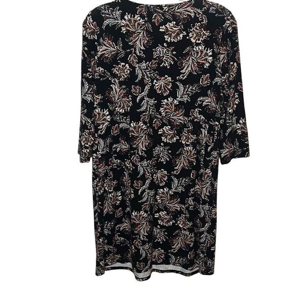J Jill Wearable Women's Size Medium Paisley Long Line Tunic Black Floral Dress - Picture 5 of 6